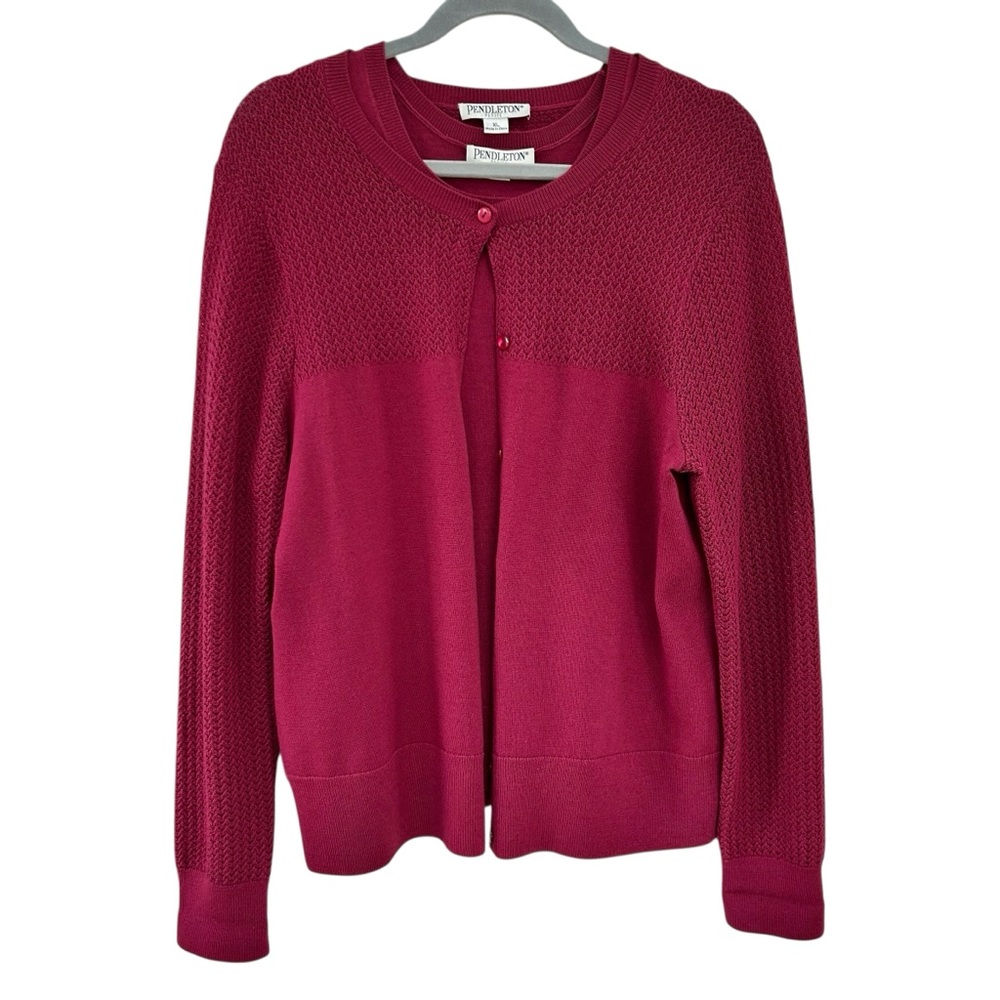 PENDLETON Merino Wool Burgundy Sweater + Tank Top SET XL Petite